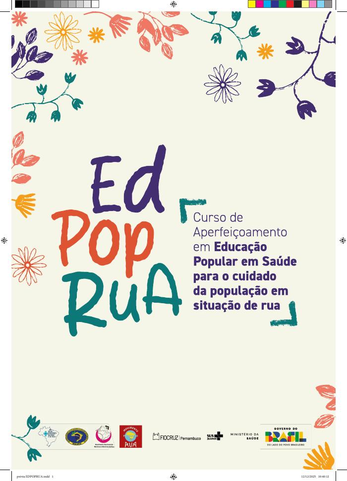 Capa de Caderno EdPopRua — Curso de Aperfeiçoamento em Educação Popular em Saúde para o cuidado da população em situação de rua
