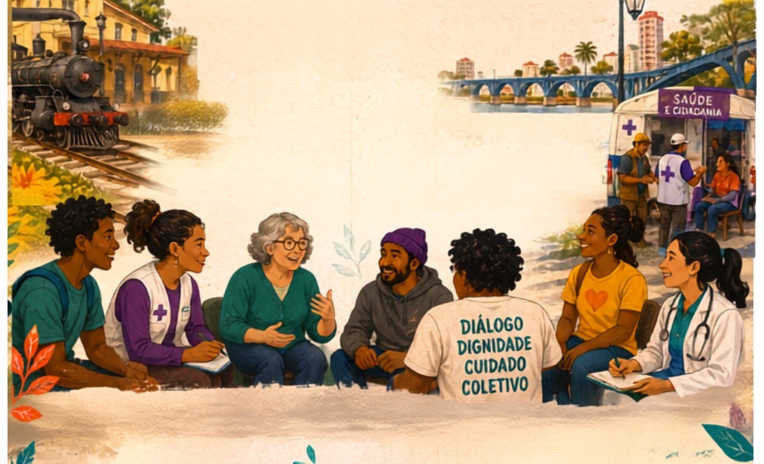 Roda de conversa em saúde entre referências visuais do interior, da capital e do litoral de São Paulo